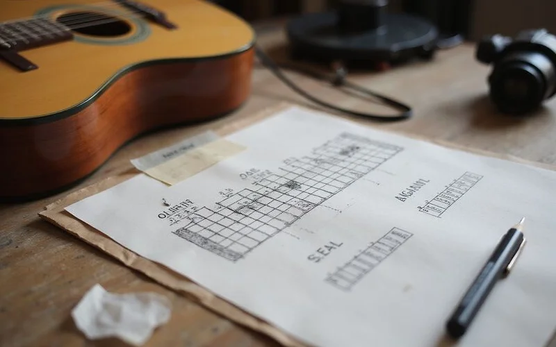 A fretboard diagram with scale positions marked