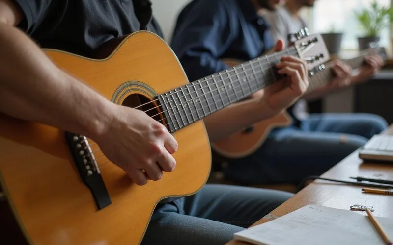 Hands following along during a group jam