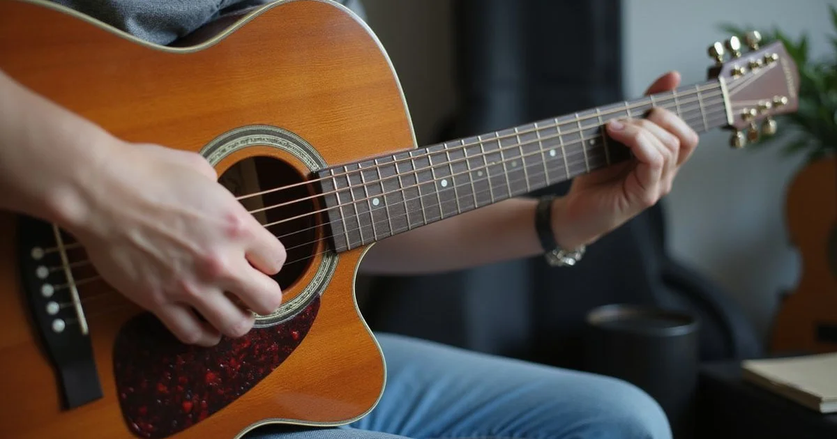 A fretting hand caught mid chord change
