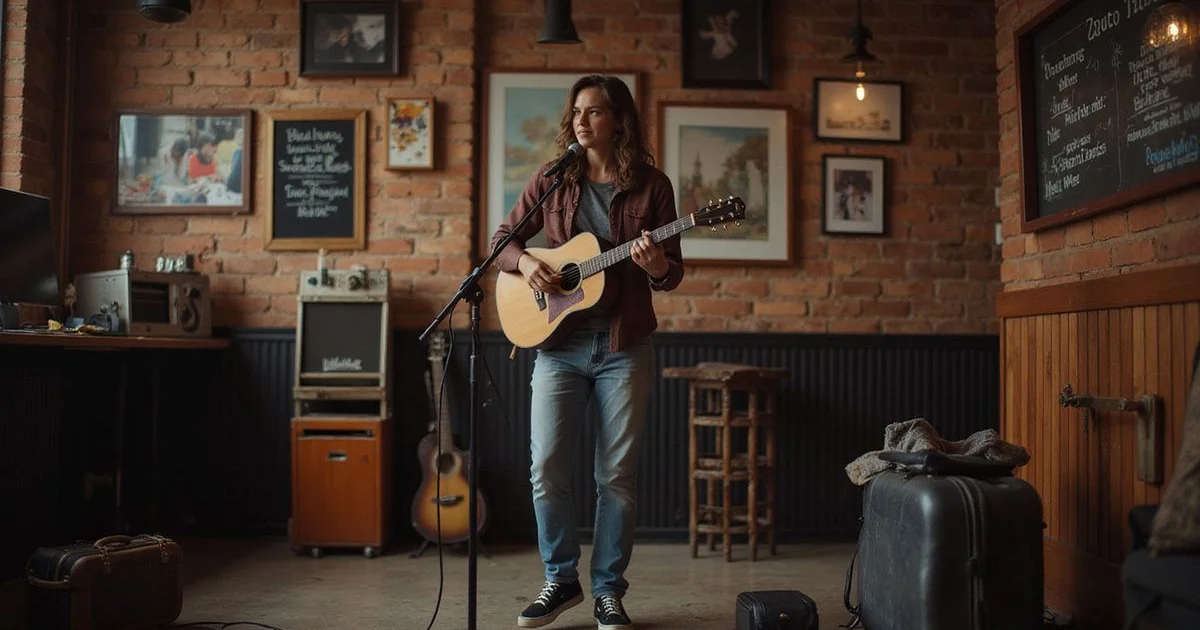 A first-time performer stepping up to the mic