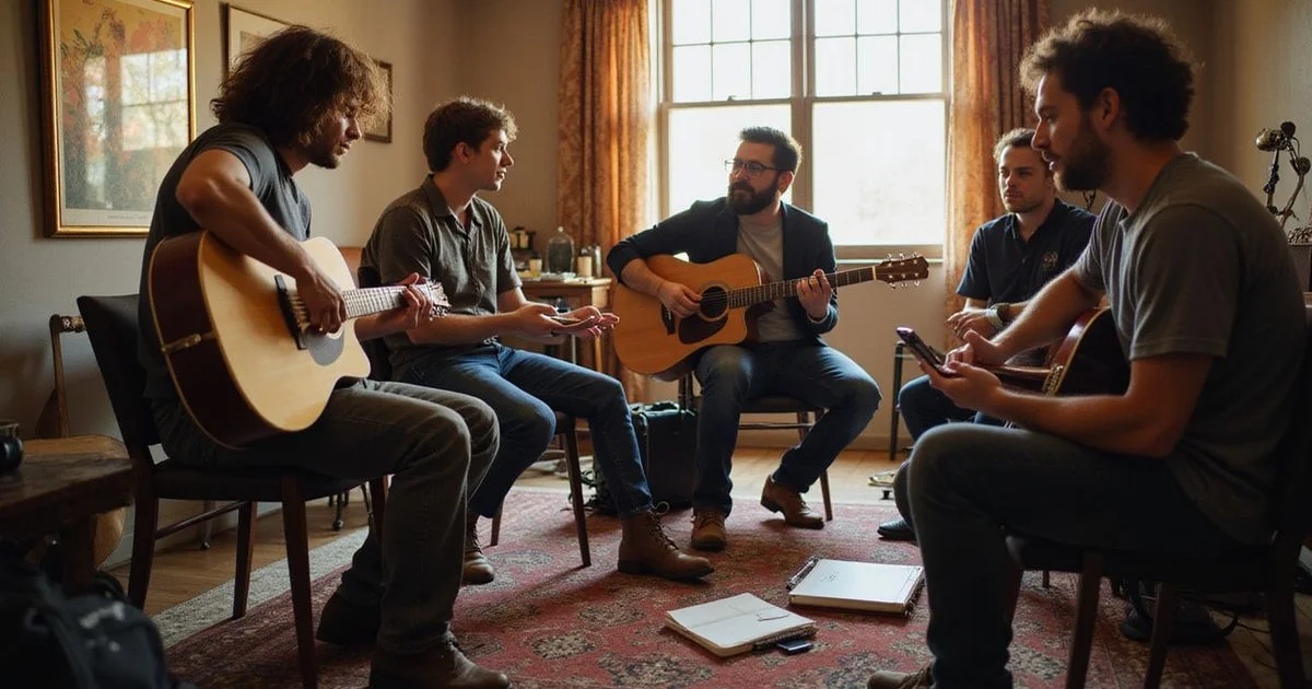A small group of writers sharing a song idea
