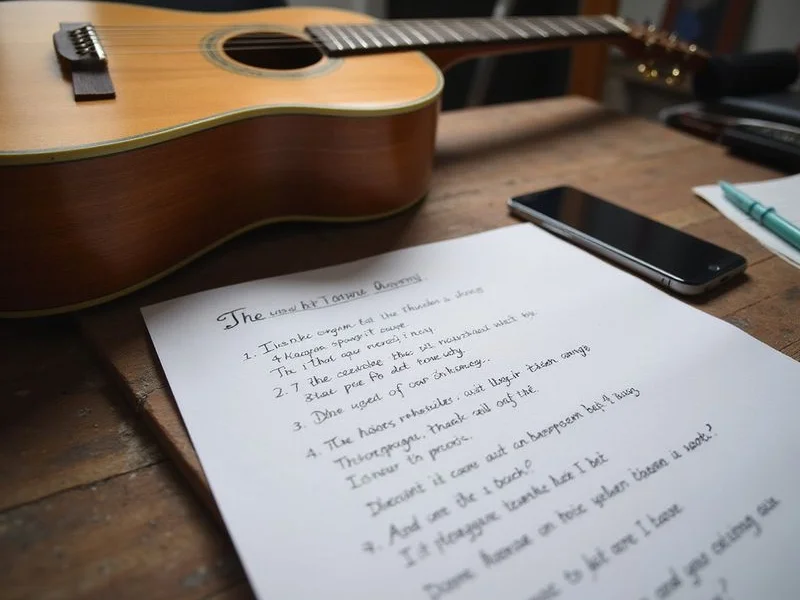 A working lyric sheet with revisions