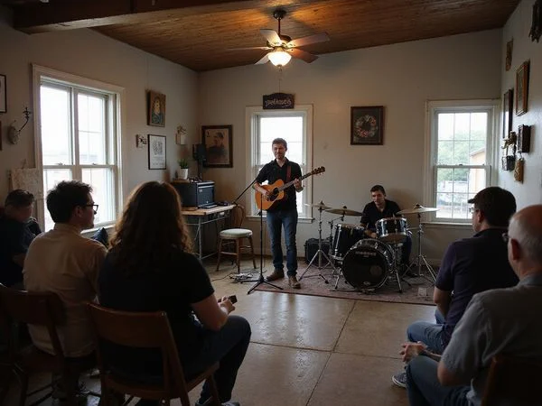 An adult student performing at The Sessions