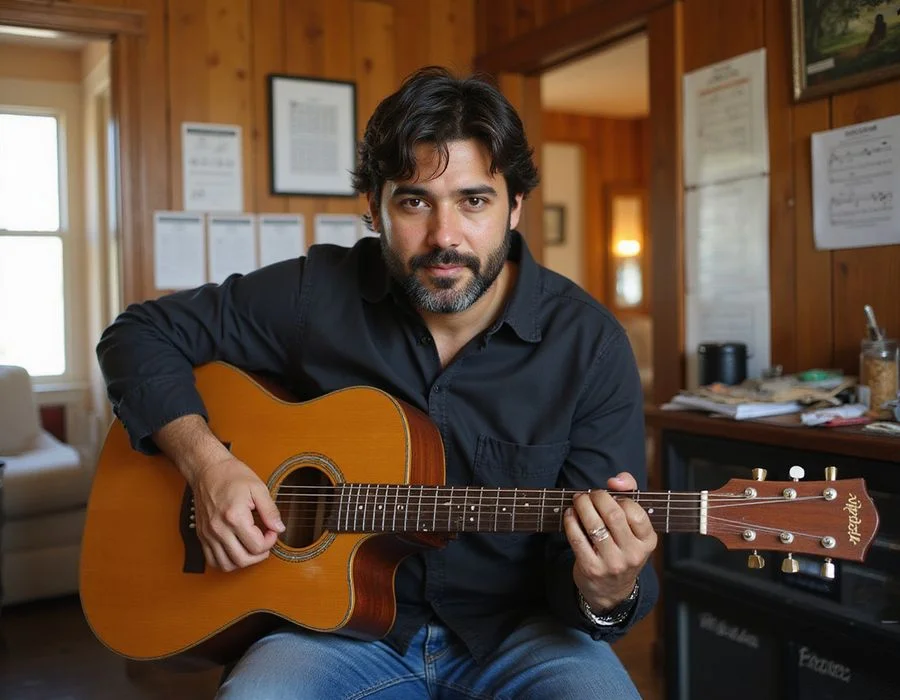 Sameer Saleem in his East Riverside guitar studio