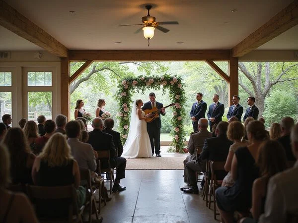 Ceremony music at an Austin garden wedding