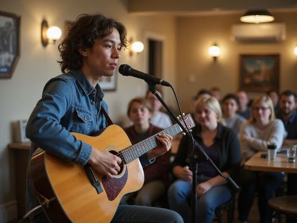 A student performing at The Sessions open mic