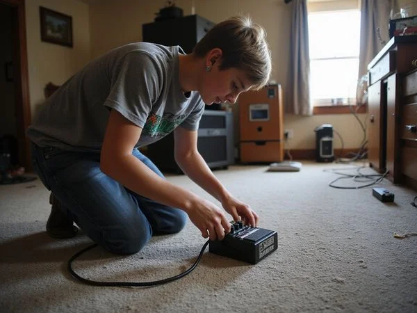 A teen dialling in a pedal