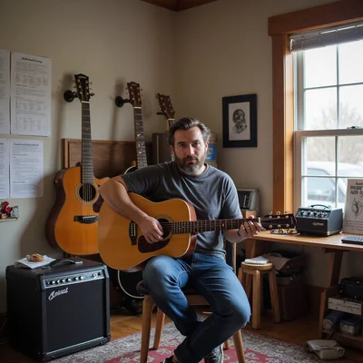 Sameer Saleem, guitar instructor, in his East Riverside studio